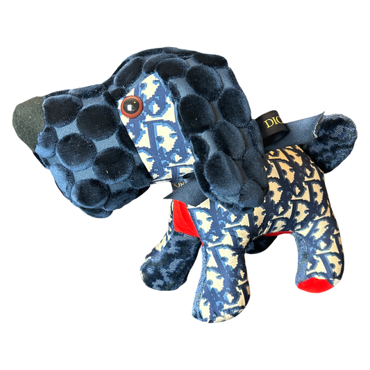 Trotter Blue Vintage Silk Scarf Patchwork Puppy