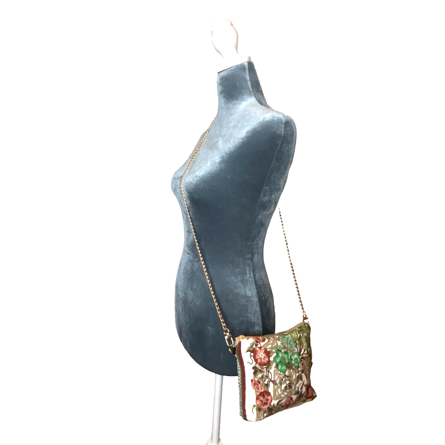 Garden Trellis Vintage Silk Scarf Crossbody Bag