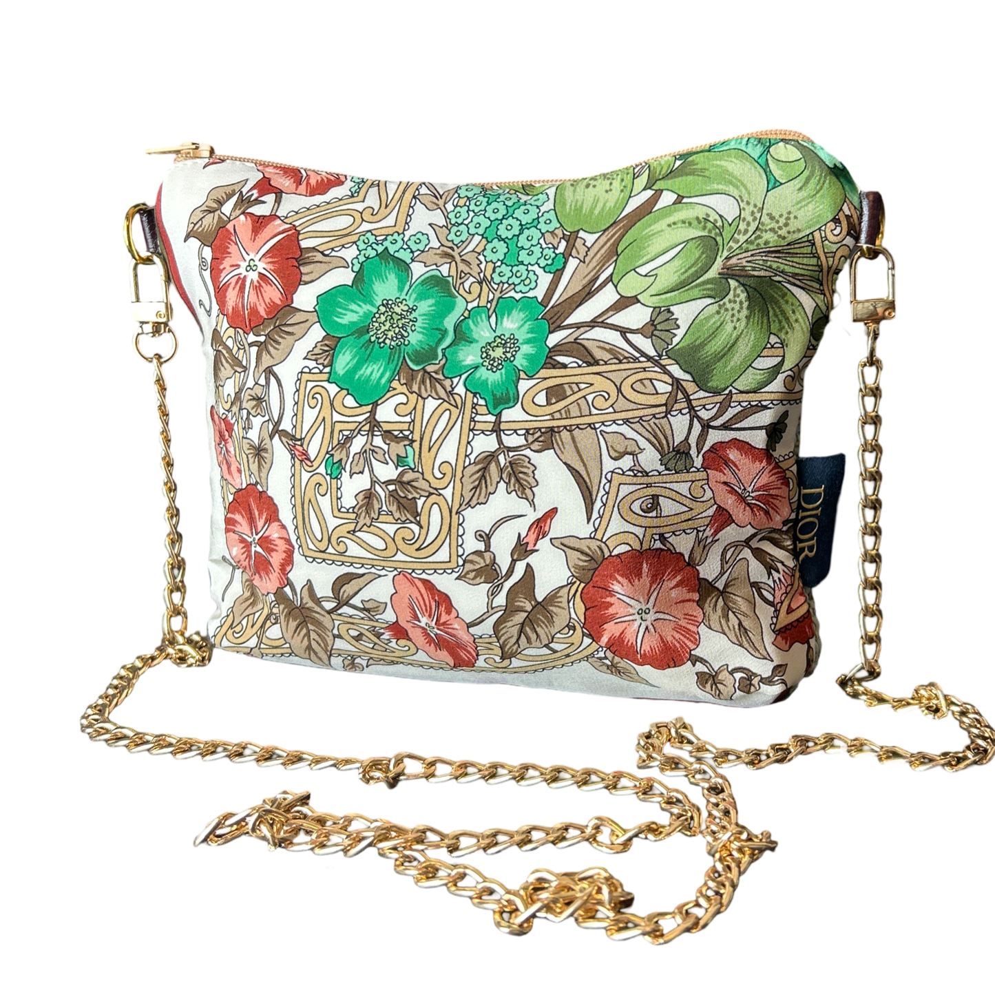 Garden Trellis Vintage Silk Scarf Crossbody Bag