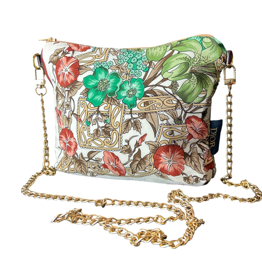 Garden Trellis Vintage Silk Scarf Crossbody Bag