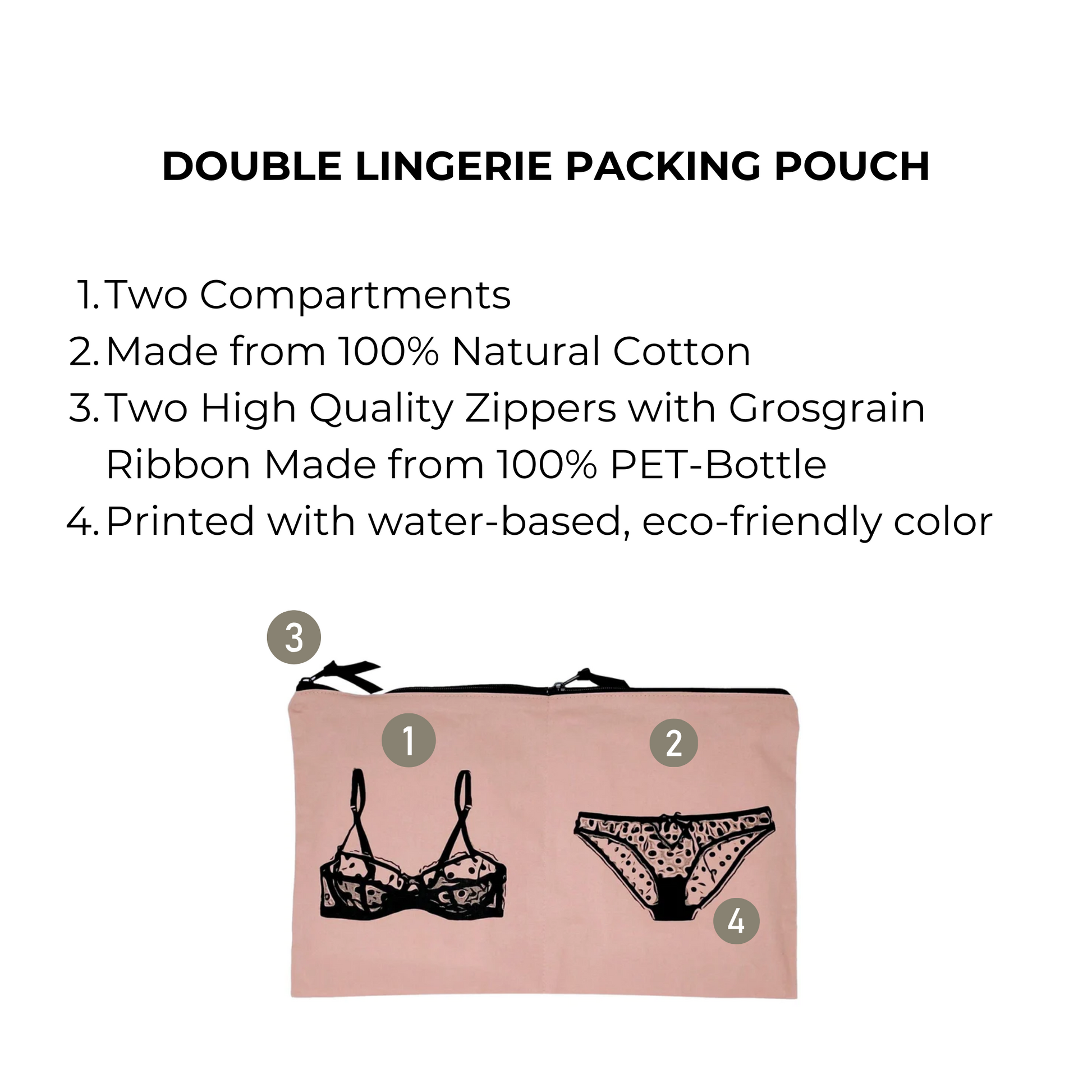 Double Lingerie Packing Pouch, Pink/Blush - Osadia Concept Store