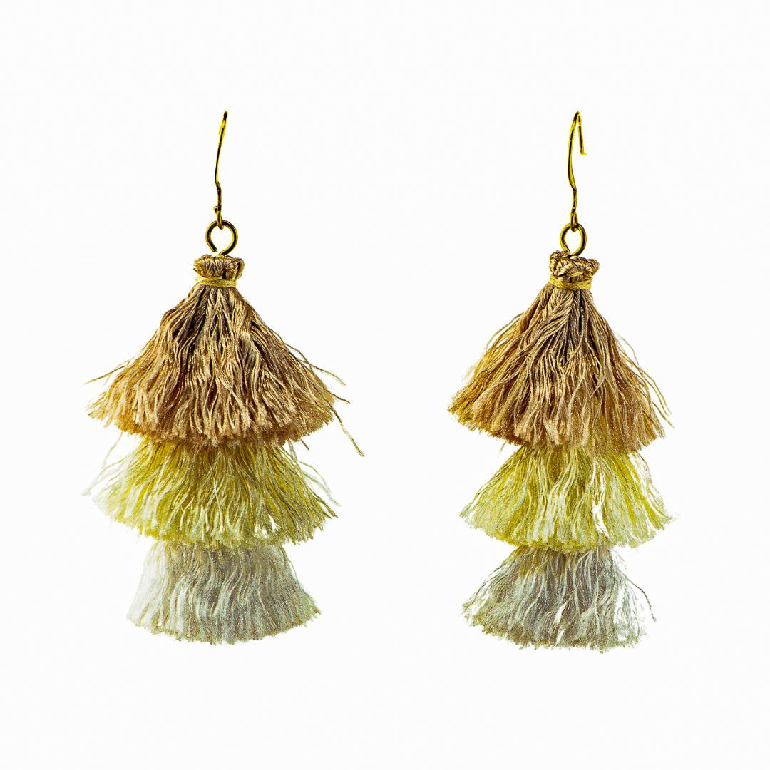 Nora Triple Tassel Silk Boho Lightweight Earrings - Thailand