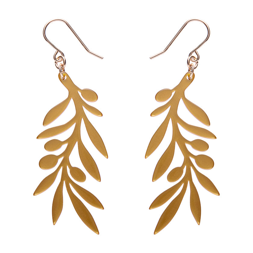 Olive Branch Drop Earrings - Gold by Erstwilder