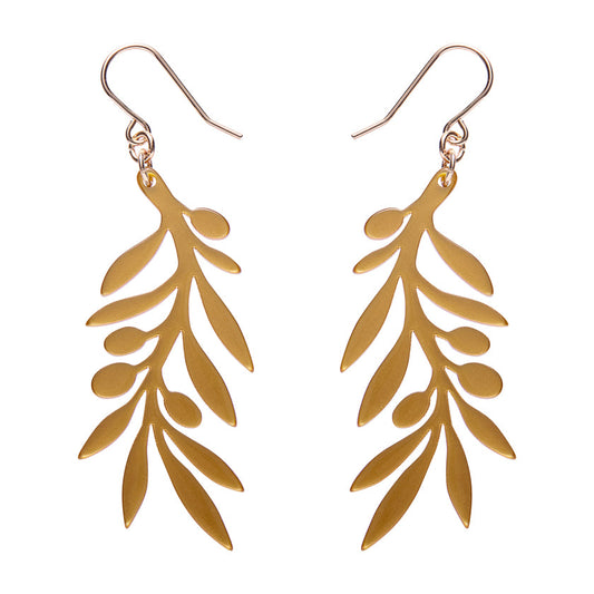 Olive Branch Drop Earrings - Gold by Erstwilder