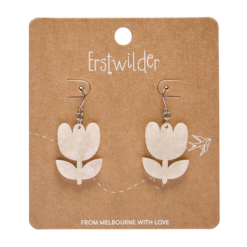 Tulip Drop Earrings - White by Erstwilder x Pete Cromer