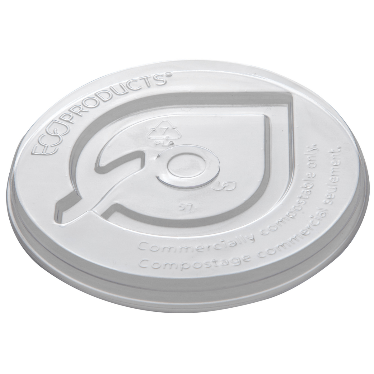 Eco-Products GreenStripe Compostable PLA Flat Lid for 12-22 oz Paper Cold Cups, Straw Slot (QTY 1000), SKU EP-FLCC-22