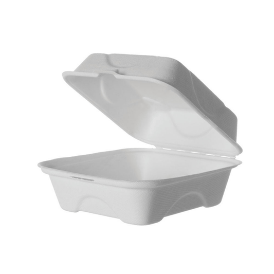 Eco-Products Vanguard Renewable & Compostable Sugarcane Clamshell, 6 x 6 x 3 in (QTY 500), SKU EP-HC6NFA