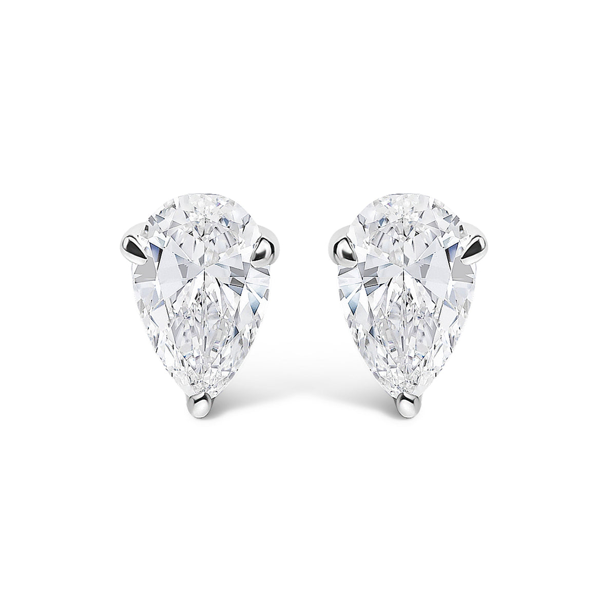 14K White Gold 1.00 Cttw Lab Grown Pear Shaped Solitaire Diamond Stud Earrings