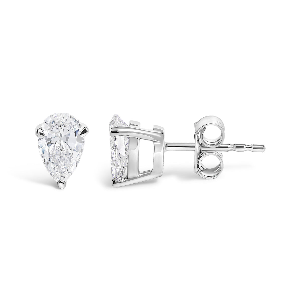 14K White Gold 1.00 Cttw Lab Grown Pear Shaped Solitaire Diamond Stud Earrings