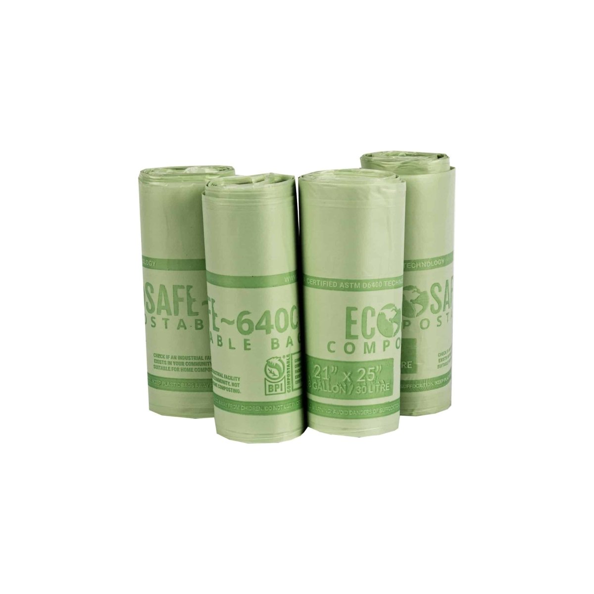 EcoSafe 8 Gal Compostable Bag Liners - 21X25 (2-Roll Pack, QTY:24) - Osadia Concept Store