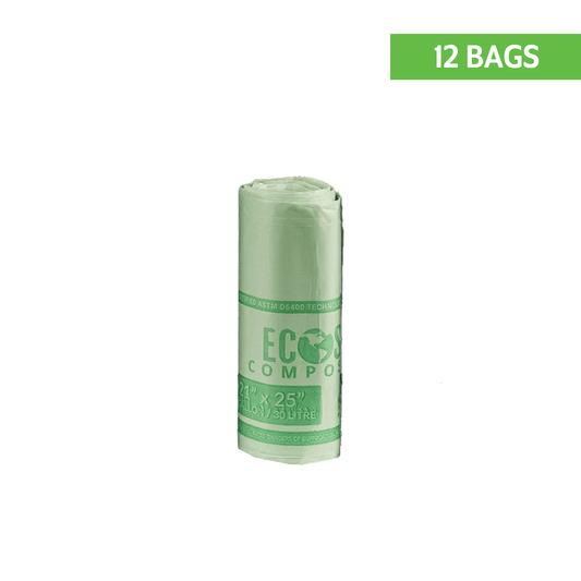 EcoSafe 8 Gal Compostable Bag/Liner - 21X25 Convenience (1-Roll Pack, QTY:12)