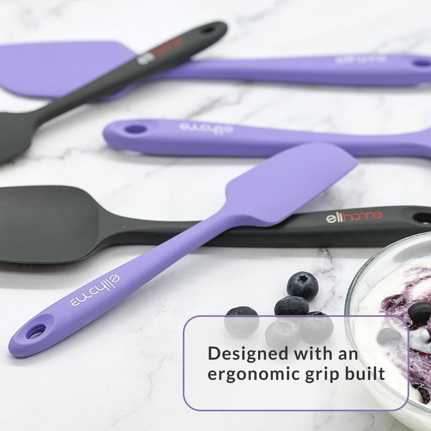 3 Piece Silicone Spatula Set - Purple