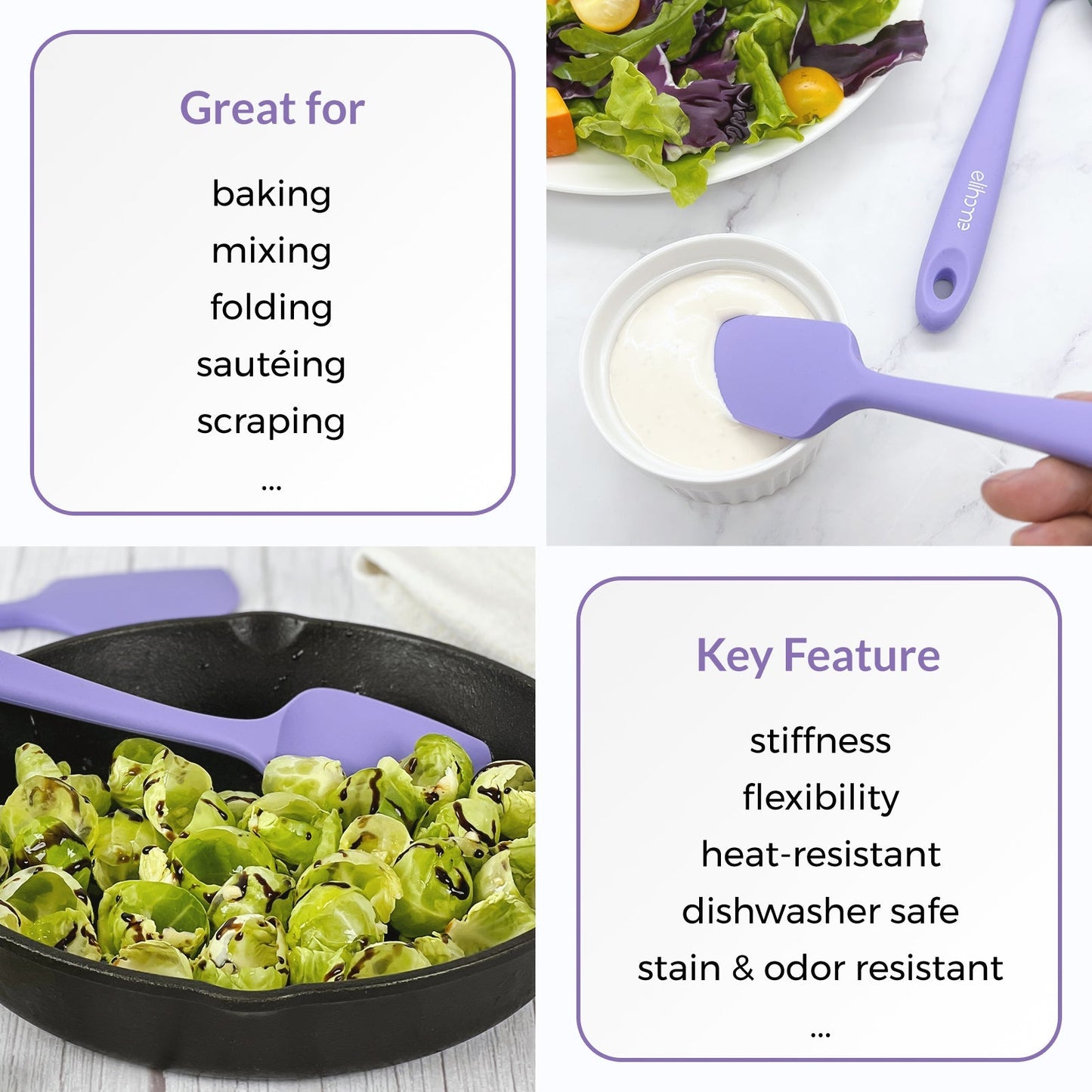 3 Piece Silicone Spatula Set - Purple