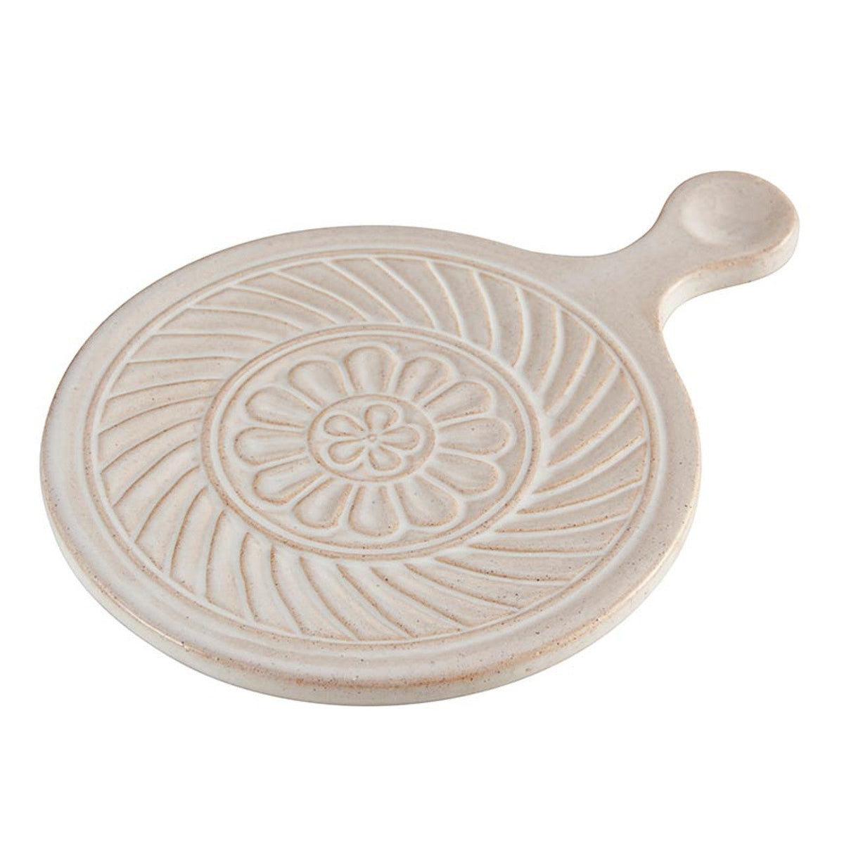 Embossed Mini Stoneware Trivet | Rustic Hot Dishes Ceramic Stand | 5" Diameter