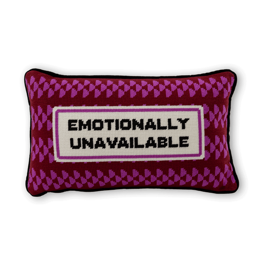 Emotionally Unavailable Needlepoint Pillow