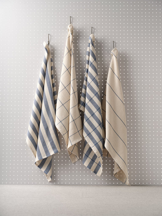 Kitchen Towels, Set of 4 - Cotton Flat Weave Set
