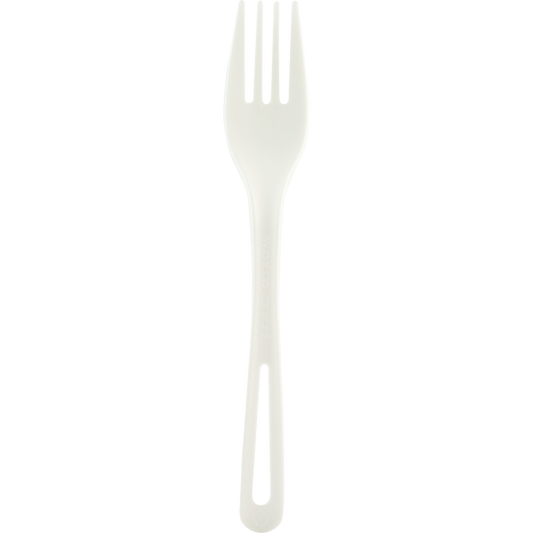 World Centric Compostable 6.3in TPLA Fork with Ribbing (QTY 1000), SKU FO-PS-6L