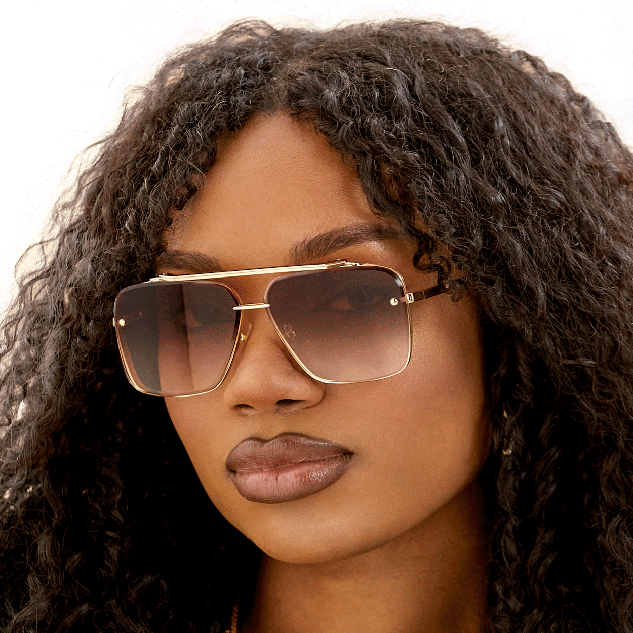 Bella - Coffee Oversized Squared Aviators