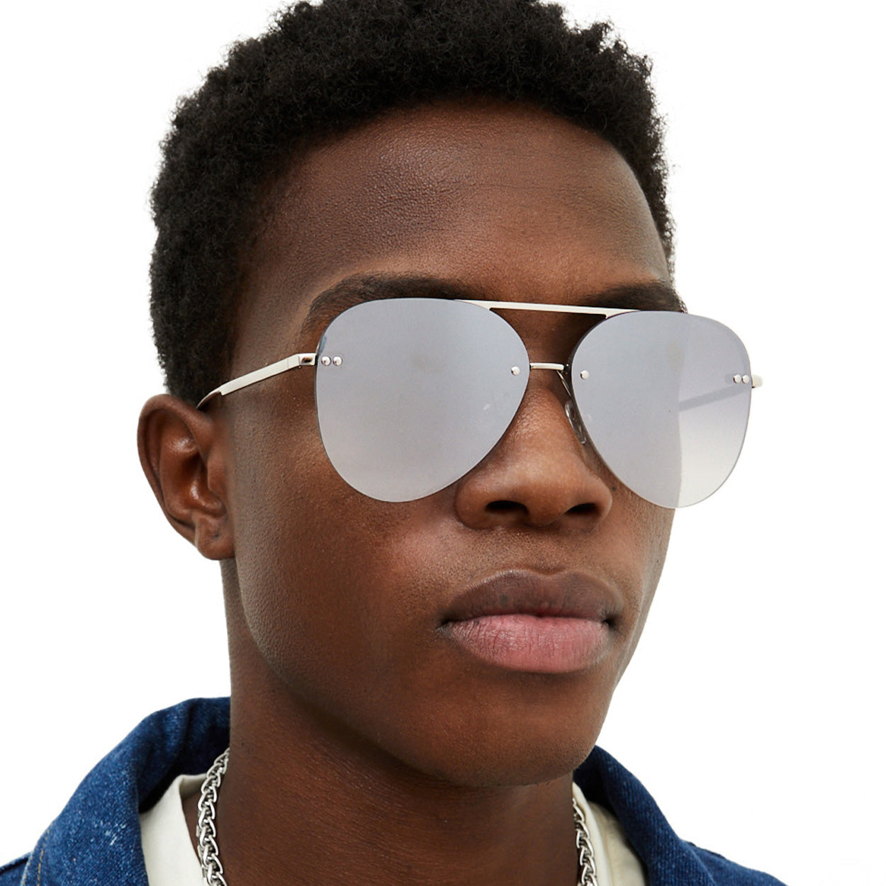Smaller Megan 2 - Silver Metal Aviator Sunglasses