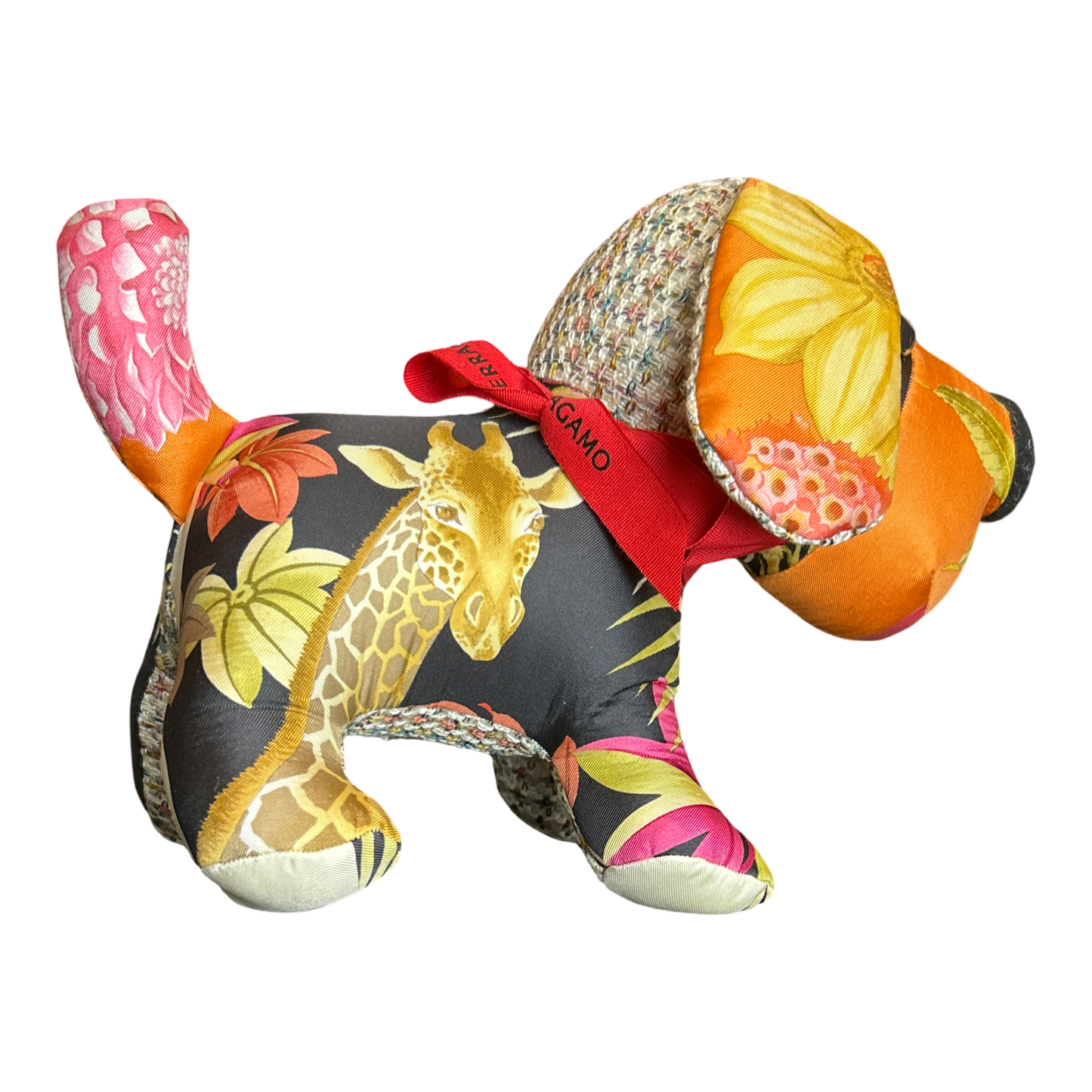 Tropical Safari Vintage Silk Scarf Patchwork Puppy