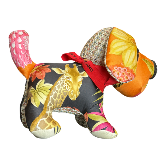 Tropical Safari Vintage Silk Scarf Patchwork Puppy