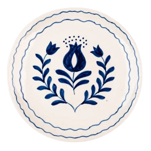 Blue Anaar Ceramic Snack Plates, 7x7 Inches (Set of 2)