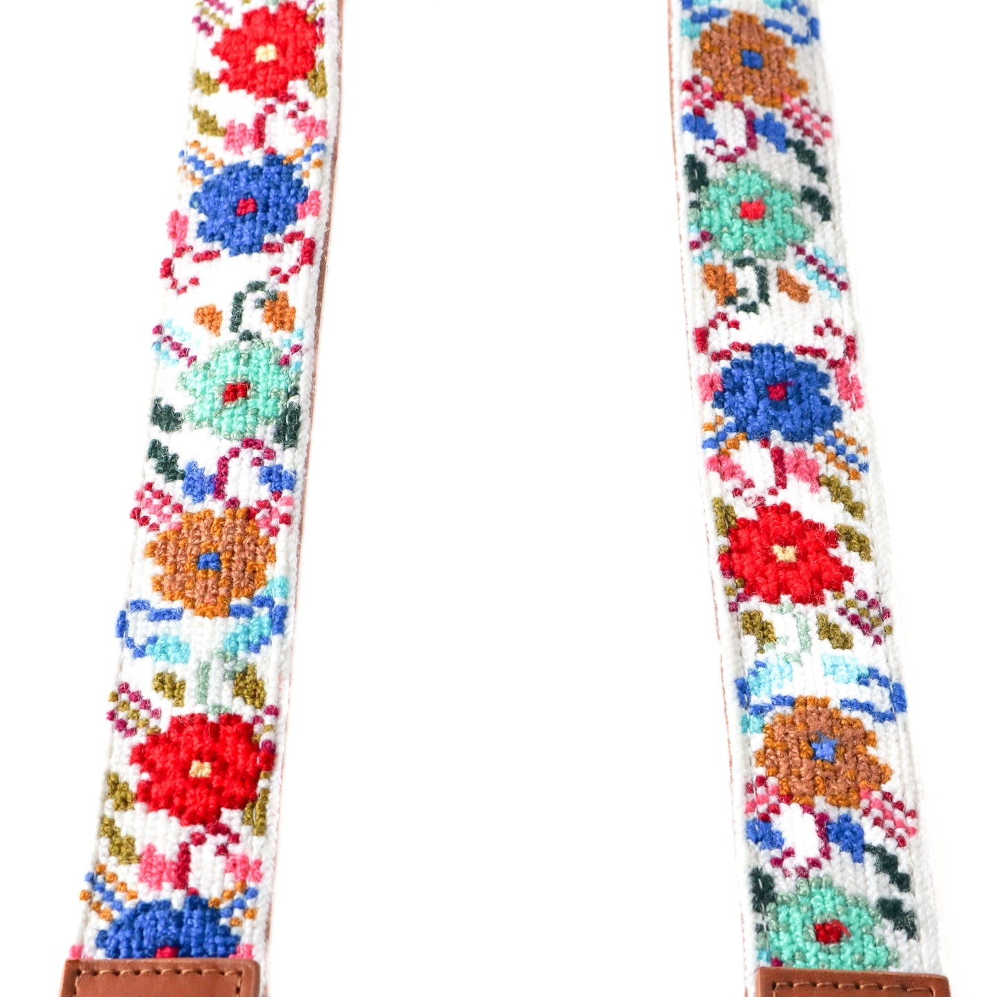 Mai Woven Bag Strap - Flowers with Leather
