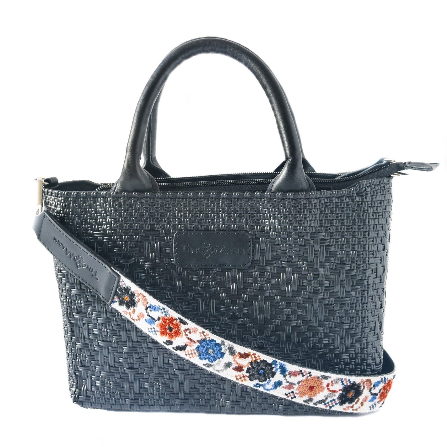 Mai Woven Bag Strap - Flowers with Leather