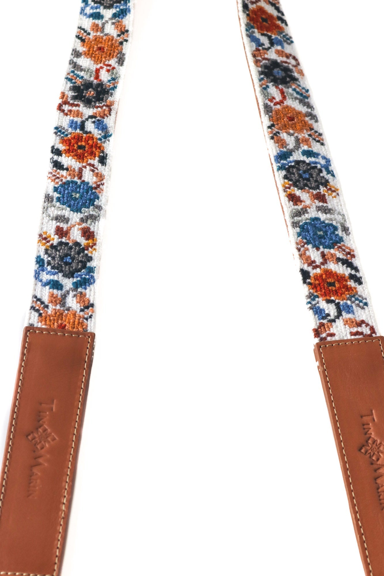 Mai Woven Bag Strap - Flowers with Leather