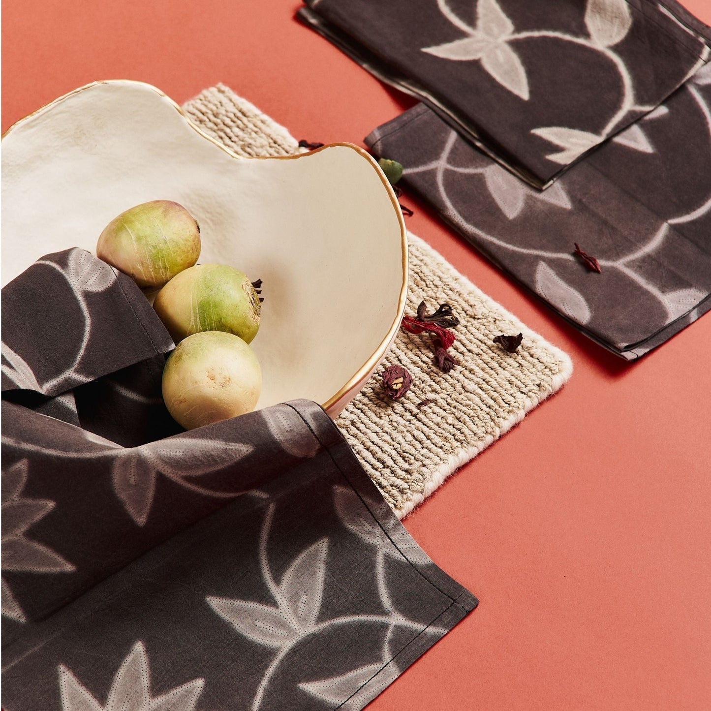Folio Black Handcrafted Shibori Cotton Table Napkins ( set of 4 )