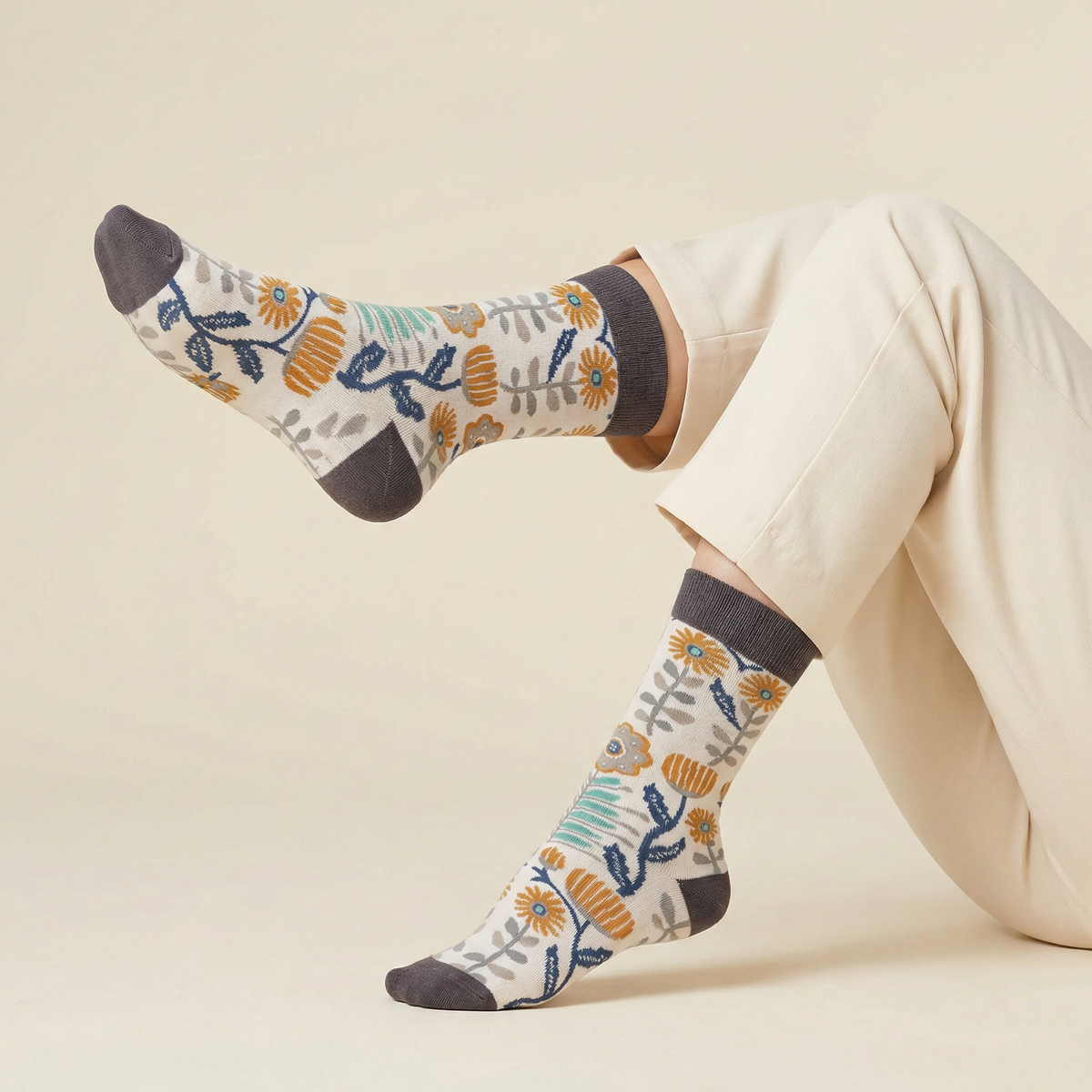 Folk Art Floral Socks in Multicolor | Unisex
