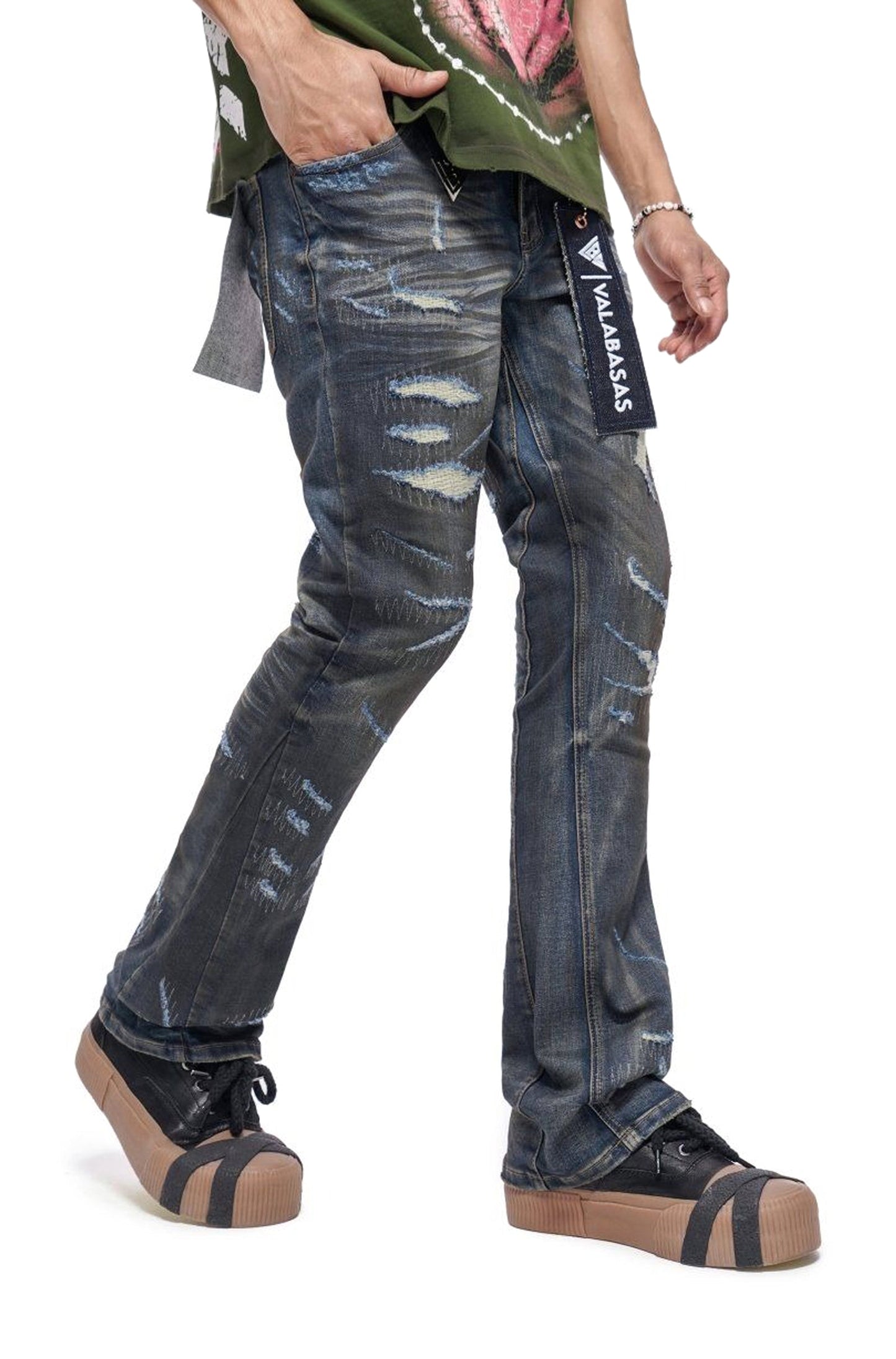 Valabasas Fugitive Stacked Dirty Blue Jeans - Dirty Blue