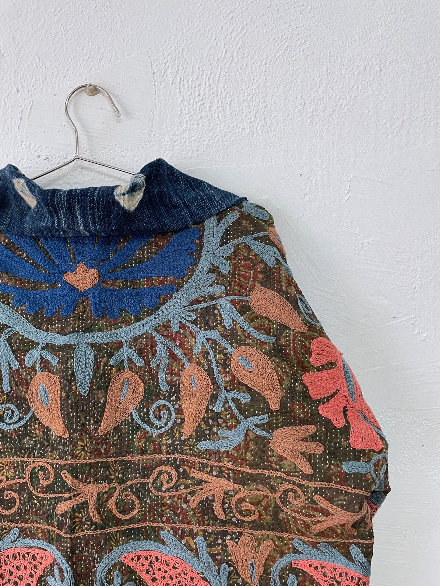 Vintage Suzani Hand-Quilted & Chain-Stitched Quarter Chore Jacket