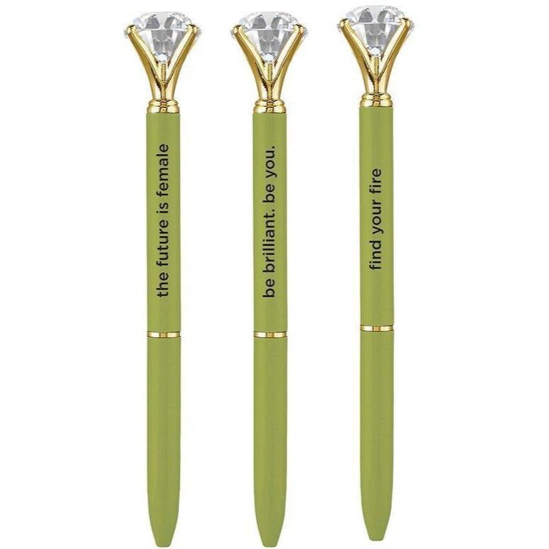 Future Is Female Chartreuse Green Gem Pen | Giftable Single Pen | Novelty Office Desk Supplies
