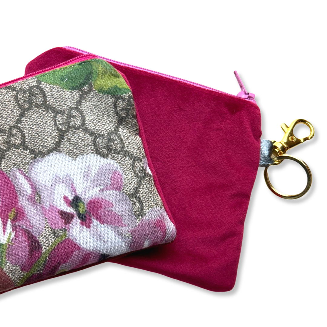 GG Logo Blooms Pink Vintage Silk Scarf Coffee Run Keychain Bag