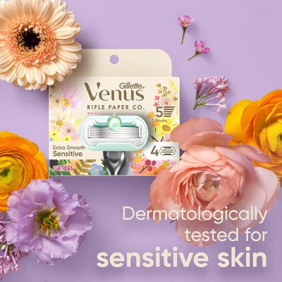Rifle Paper Co. + Venus Deluxe Smooth Sensitive Razor Blade Refills 4ct - Imperfect Box
