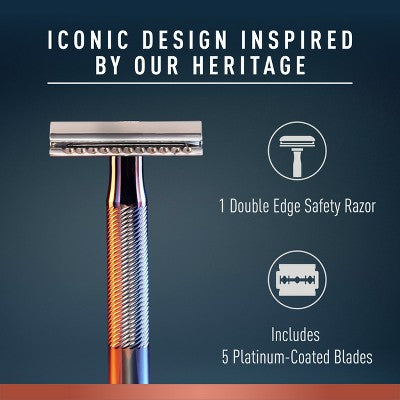 King C. Gillette Men's Double Edge Safety Razor + 5 Refill Blades - Imperfect Box