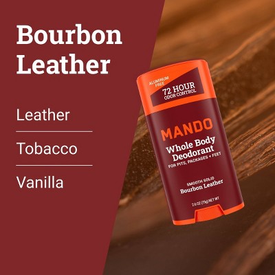 Mando Whole Body Men's Smooth Solid Deodorant Bourbon Leather 2.6oz - New