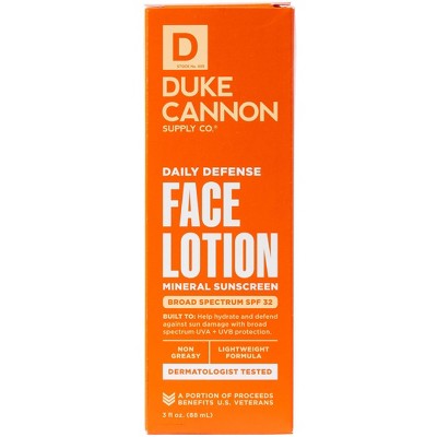 Duke Cannon Daily Defense Face Lotion SPF 32 Lightweight Daily SPF Moisturizer 3 fl oz - Missing Box