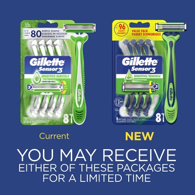 Gillette Sensor3 Sensitive Men's Disposable Razors 8ct - Imperfect Box