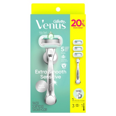 Venus Extra Smooth Sensitive Value Pack Women's Razor + 3 Razor Blade Refills - Imperfect Box