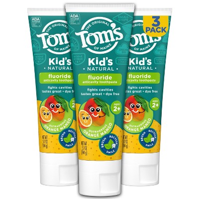 Tom's of Maine Kid's Toothpaste Orange-Mango 5.1oz/3ct - Imperfect Box