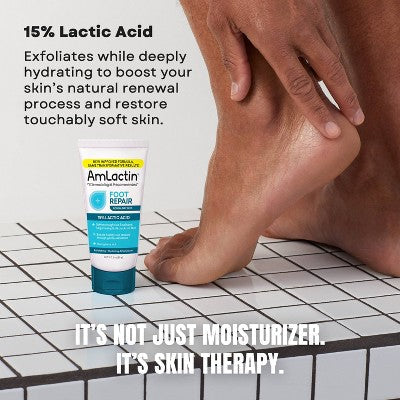 AmLactin Foot Repair Foot Cream Therapy AHA Cream Unscented 3oz - New