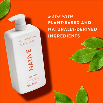 Native Body Wash for Men & Women Citrus & Herbal Musk Sulfate Free with Pump 36 fl oz - Imperfect Container