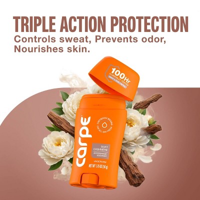 Carpe Women's 100H Sweat & Odor Control Deodorant Soft Cashmere 1.76oz - New