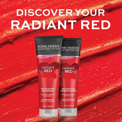 John Frieda Radiant Red Red Boosting Shampoo for Red Hair, Hair Color Protectant for Shades Red  8.3 fl oz - Imperfect Container