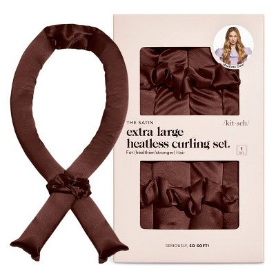 Kitsch XL Satin Heatless Curling Set - Chocolate 3pk - Imperfect Box