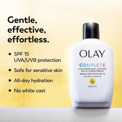Olay Complete Face Lotion Moisturizer with Sunscreen Sensitive Skin SPF 15 6 fl oz - Imperfect Box