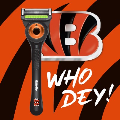 Gillette Labs Mens Special NFL Bengals Edition Shaving Razor with 4 Refills and Magnetic Stand - New