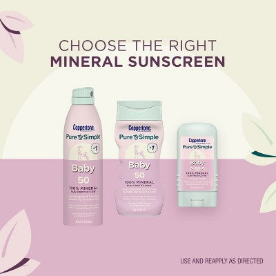 Coppertone Pure & Simple Baby Mineral SPF 50 6 fl oz - Imperfect Container